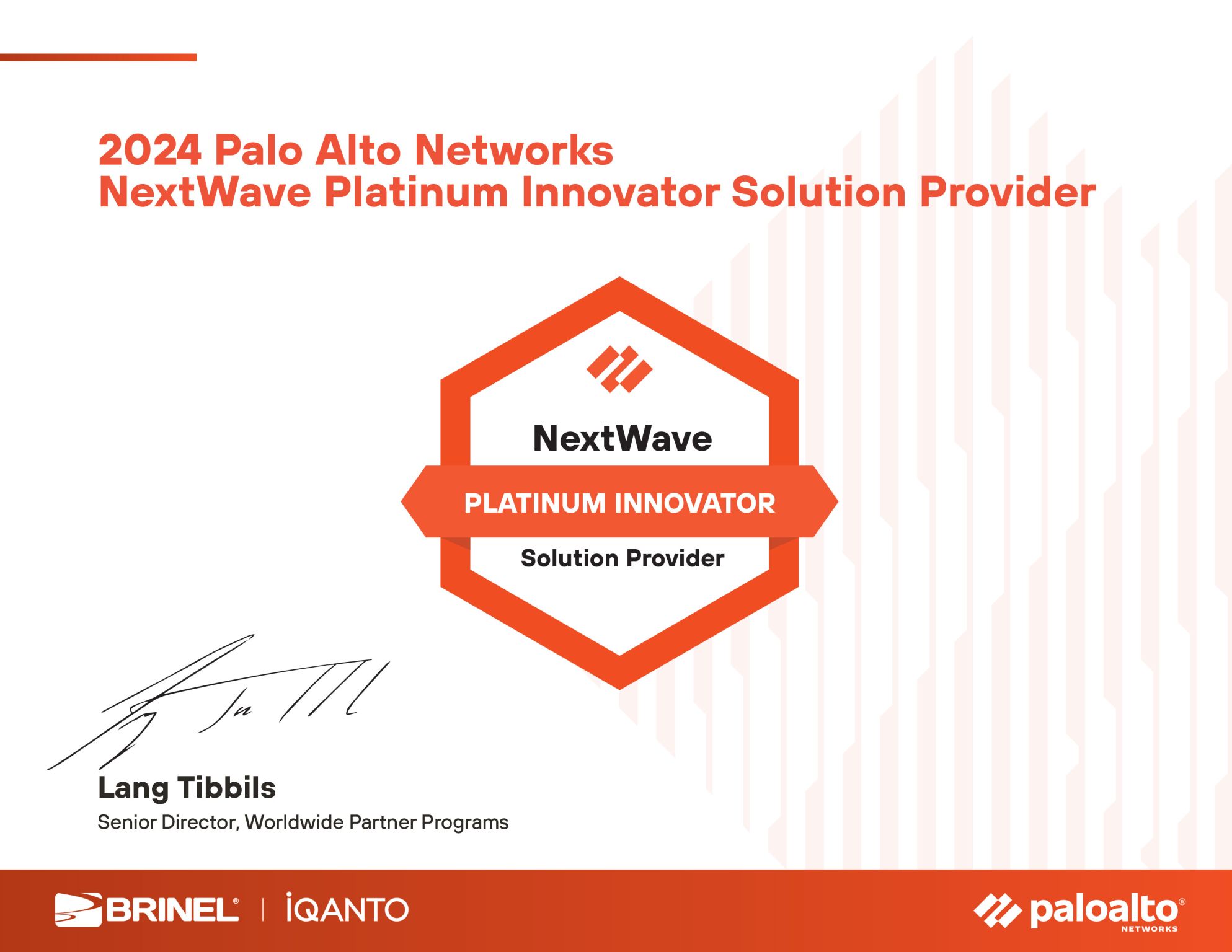 BRINEL devine Palo Alto NextWave Platinum Innovator Solution Provider