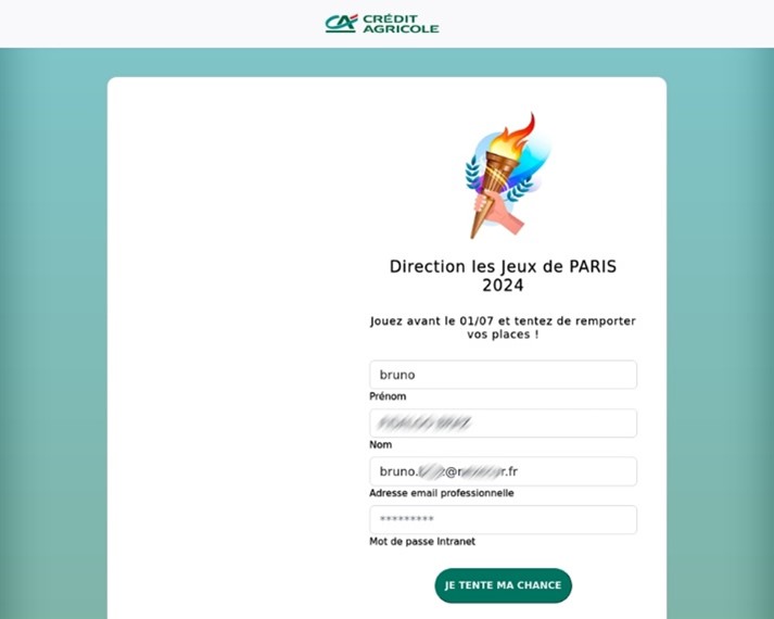 Un alt exemplu de pagină de phishing care oferă bilete la Jocurile Olimpice