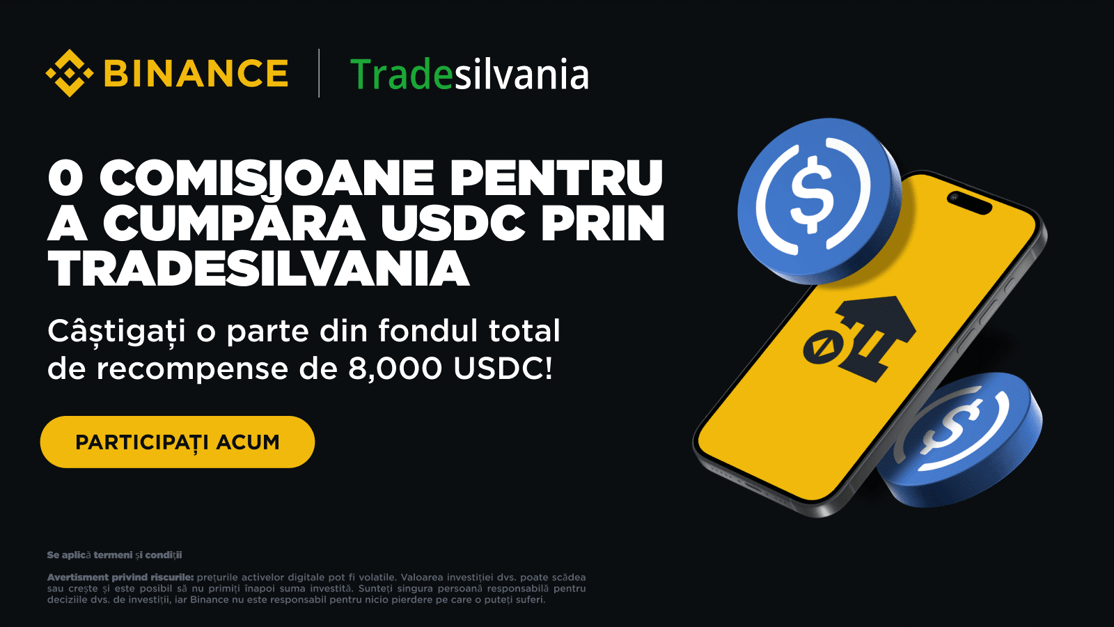 Nouă metodă de plată pentru RON: Achizițiile USDC cu numerar sunt disponibile prin Tradesilvania