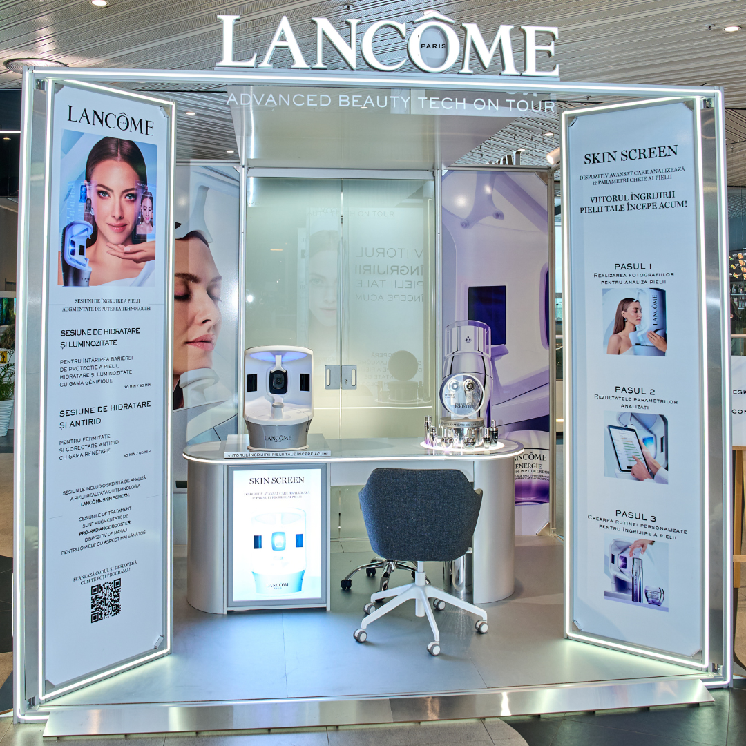 Cabina de skincare Lancôme prezentă la Promenada Mall