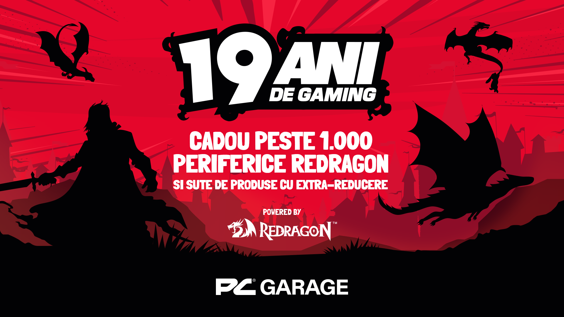 PC Garage împlinește 19 ani și oferă cadou peste 1000 de periferice Redragon