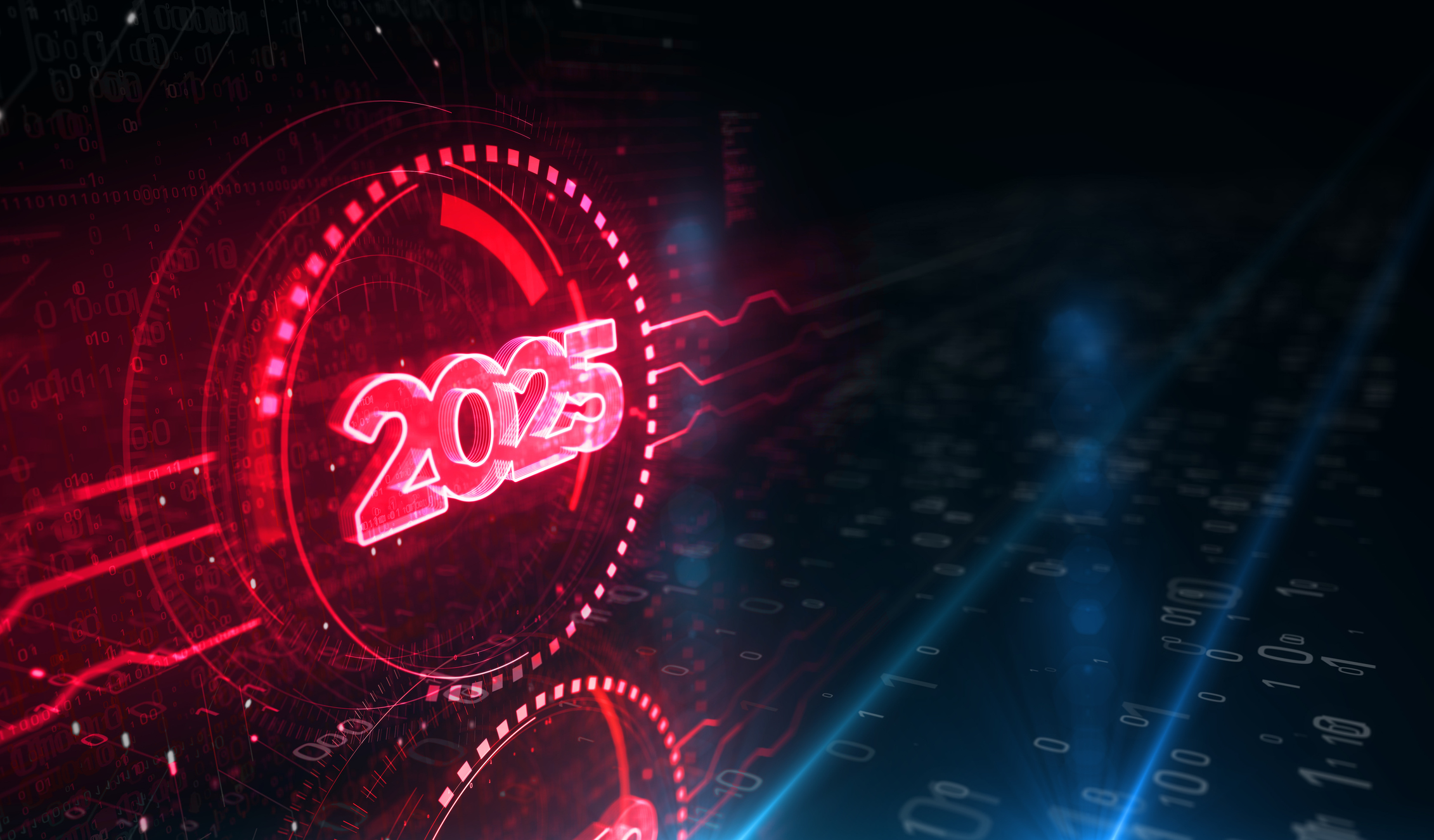 2025 year futuristic neon symbol digital concept 3d illustration