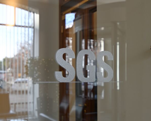 SGS Logo in Glass